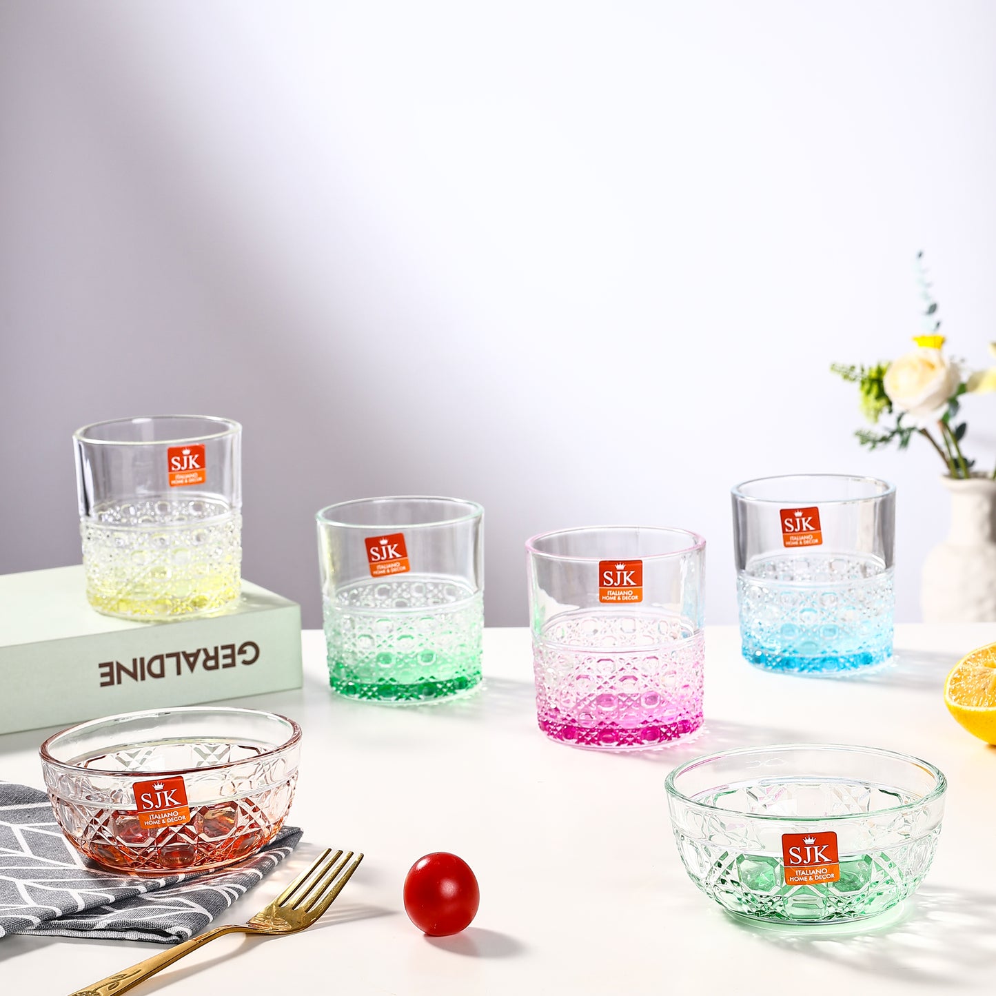 Baku Coloured Party Set 4 Pcs 330 ML + 2 Pcs 300 ML - Set of 6 Pcs