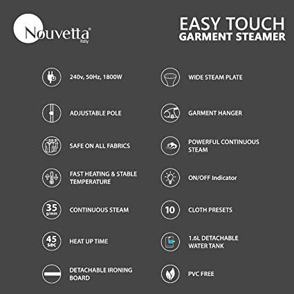 Easy Touch Garment Steamer - Blue & Red 1.6L 1800W