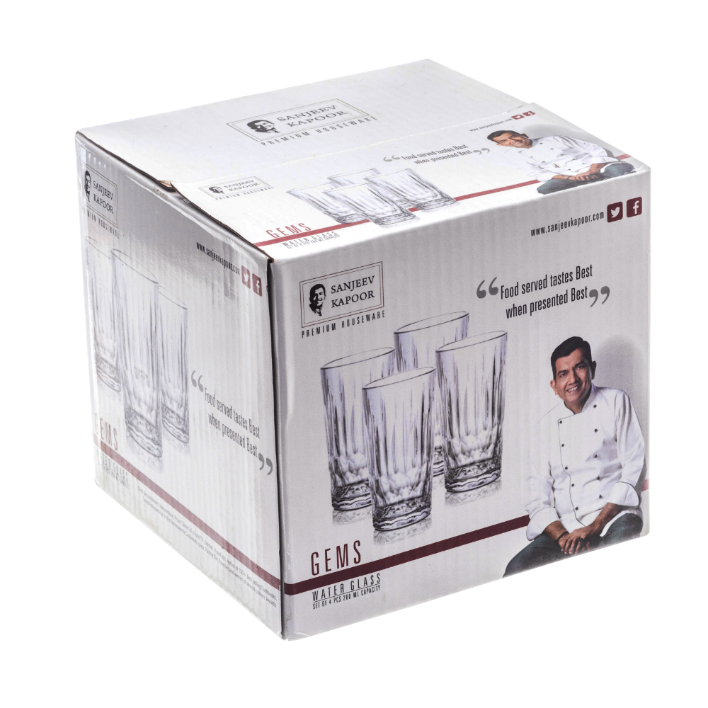 Sanjeev Kapoor - Gems Water Glass 260 ml - Set of 4 Pcs