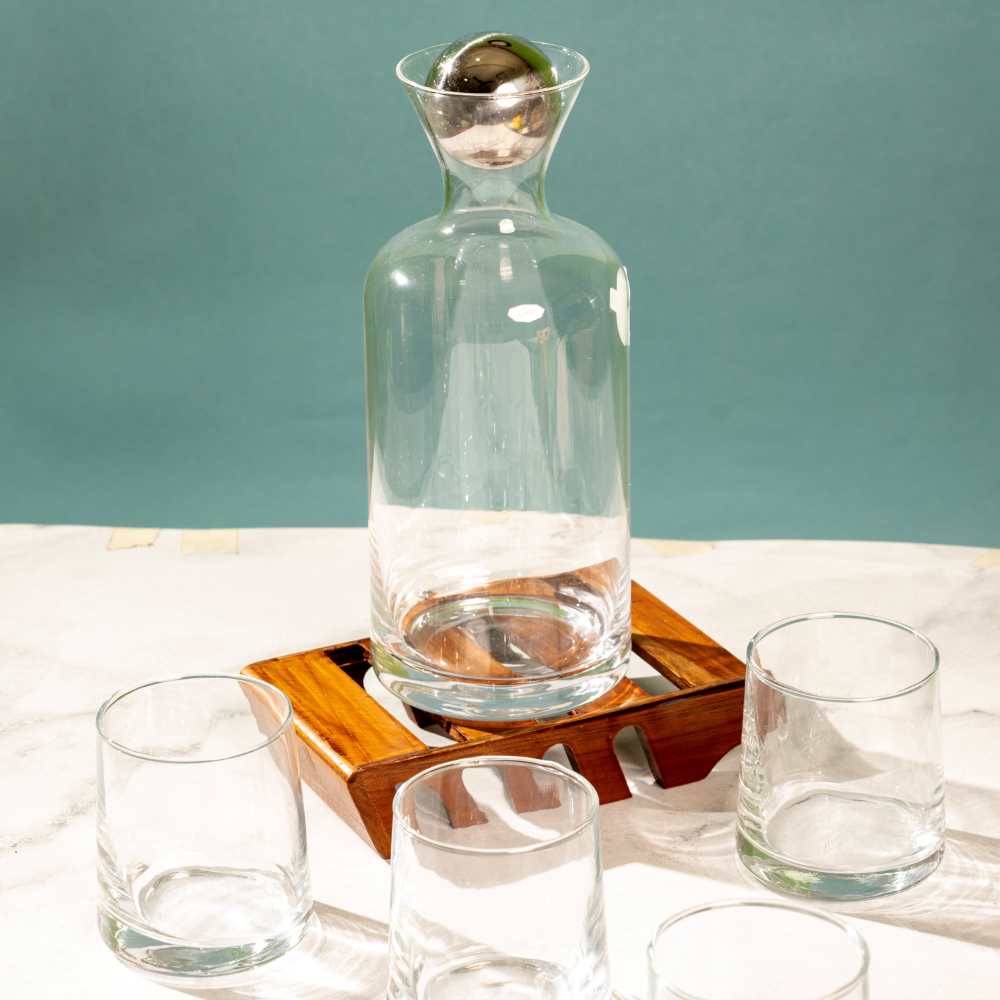 Yamasin Decanter Set Clear Glass 1200 ml 270 ml Set of 5 Pcs