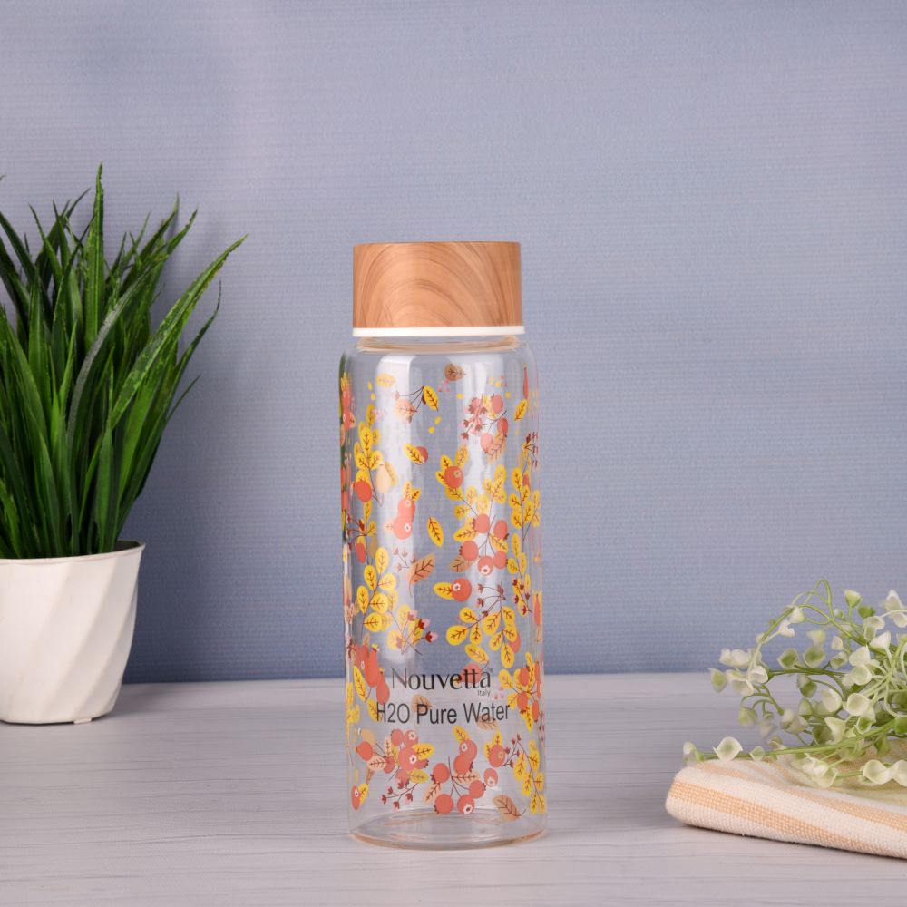 Apricot Borosilicate Printed Bottle 1000 & 750 ML