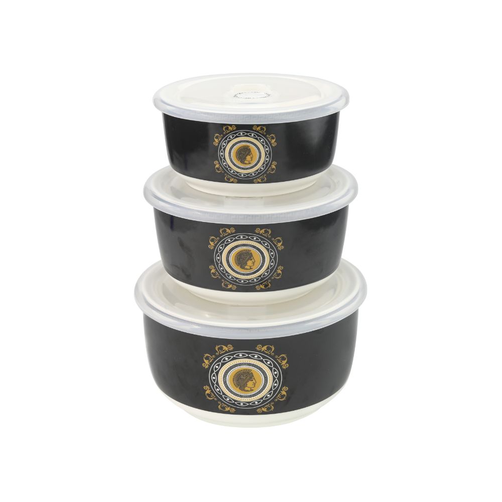 Zenith Bowl With Lid 400 Ml+600 Ml+1000 Ml Set Of 3 Pc