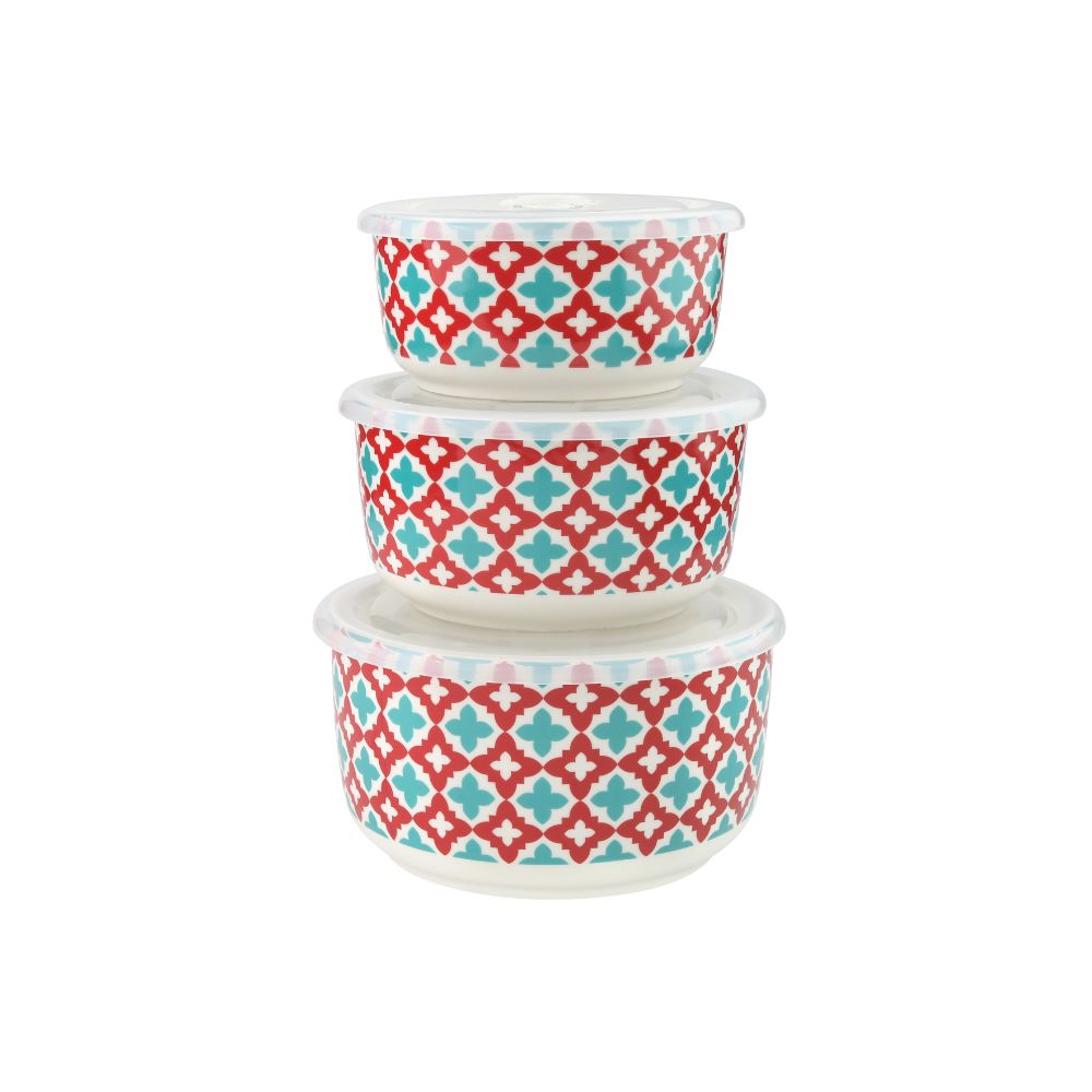 Syndra Bowl With Lid 400 Ml+600 Ml+1000 Ml Set Of 3 Pc