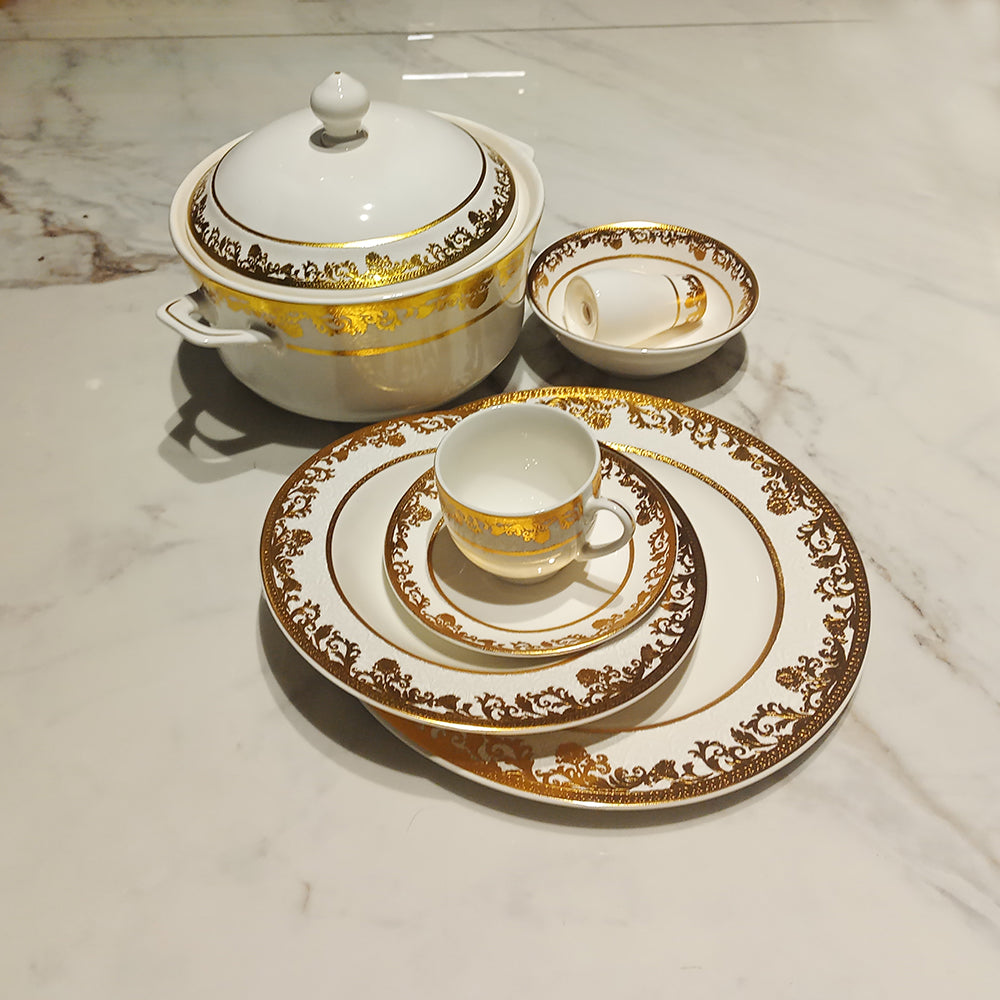 Bowl Bone China Vajilla Elite Gibson 82PC Round Bone China Dinner Set