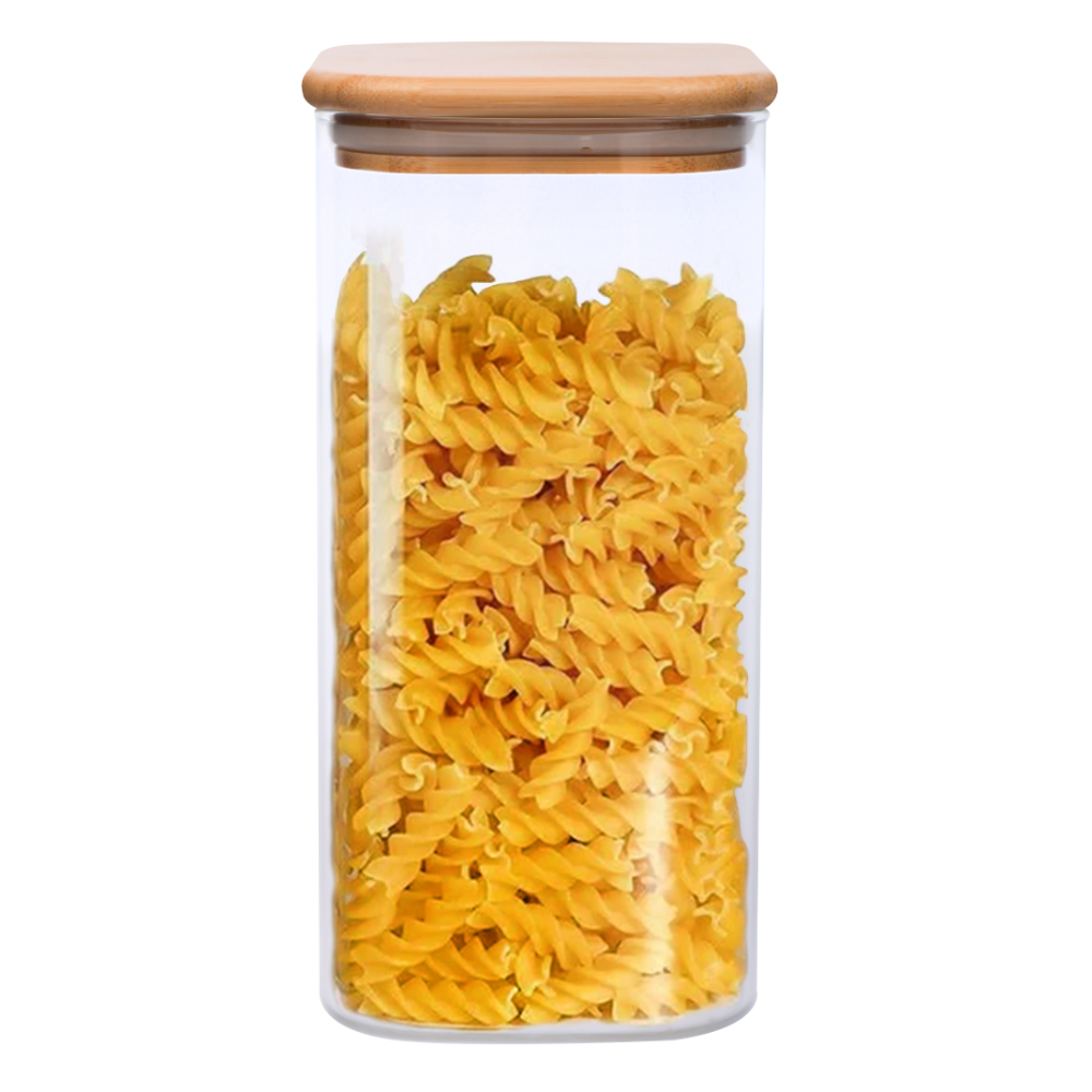 Sanjeev Kapoor - Delight Wooden Lid Borosilicate Square Jar 1500 Ml - 1 Pc