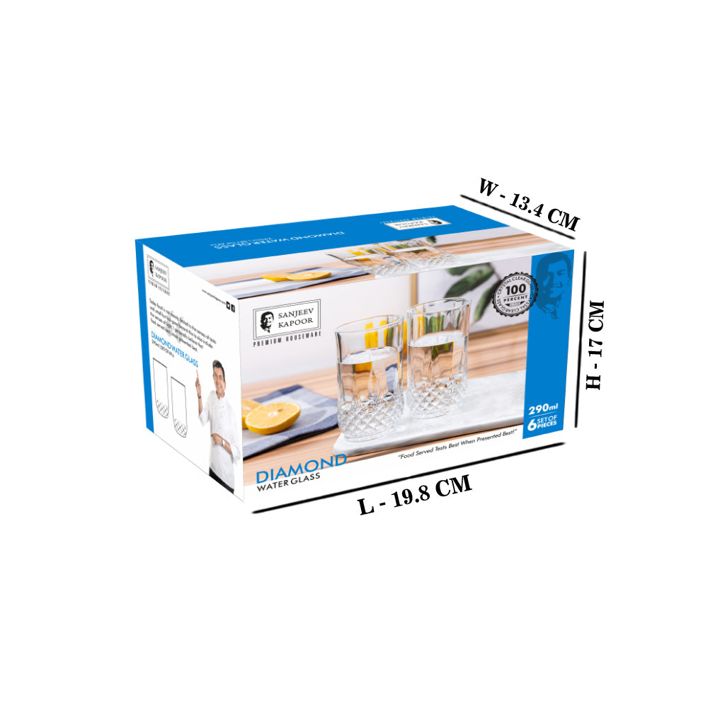 Diamond 6 Pcs Water Glass Set 290 Ml