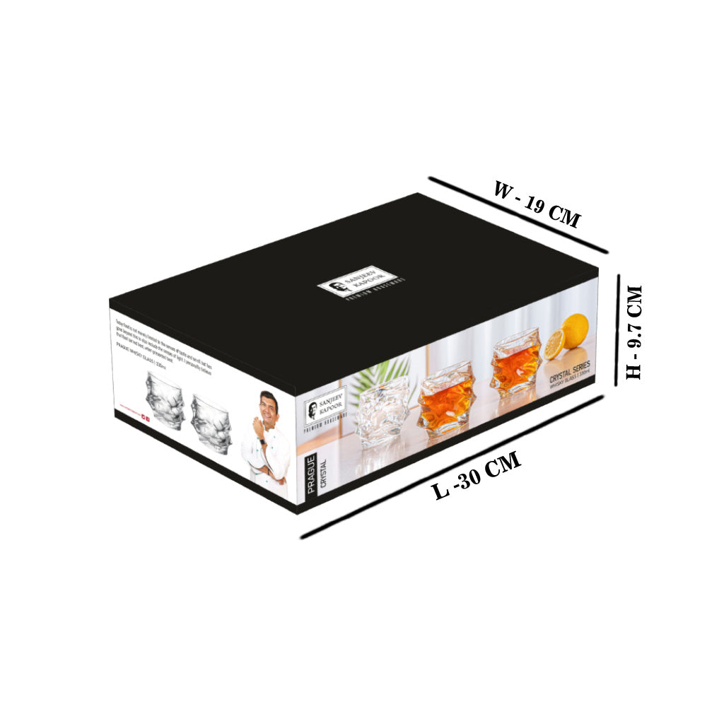 Sanjeev Kapoor - Prague Whisky Glass 330 ml - Set of 6 Pcs