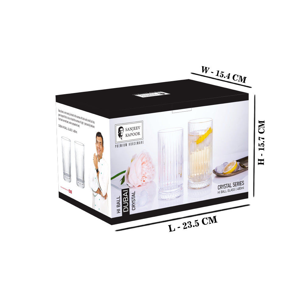 Sanjeev Kapoor - Dubai Hi-Ball Glass 480 Ml - Set Of 6 Pcs