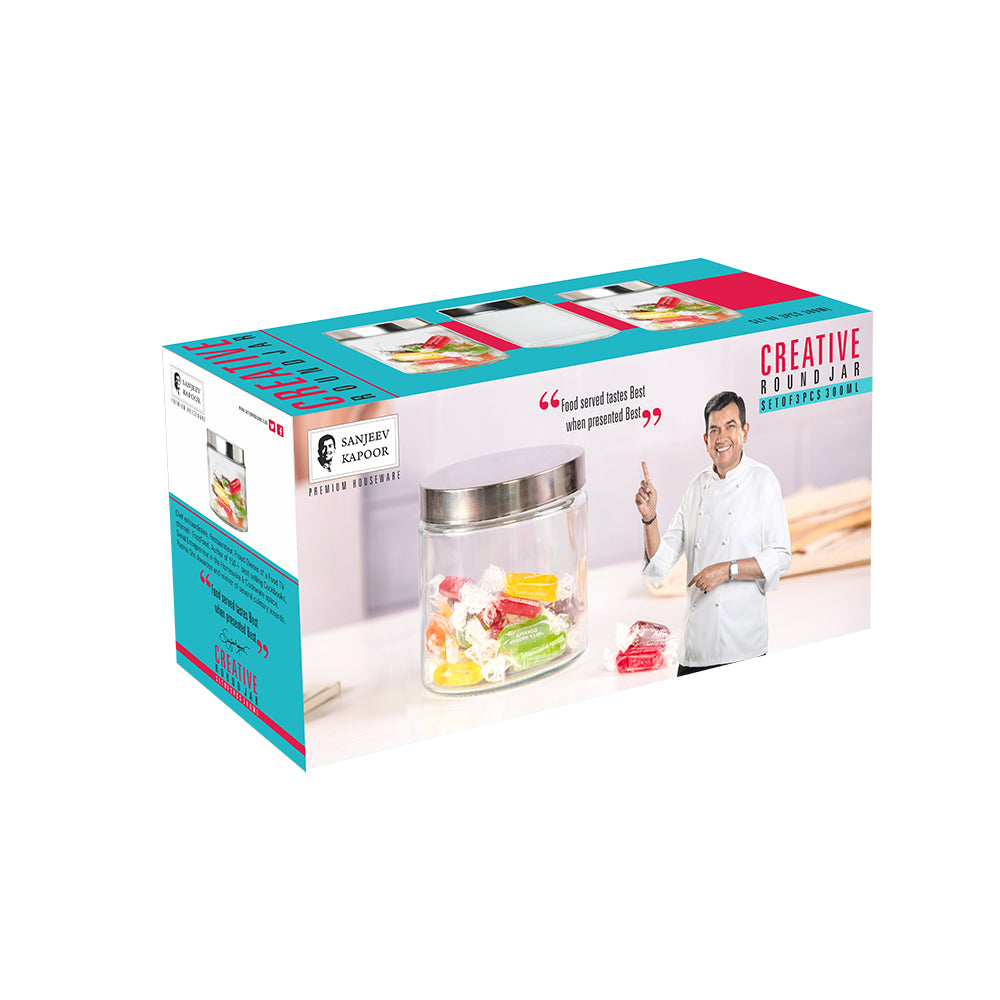 Creative Round Jar - 300ML, Set of 3 PCS
