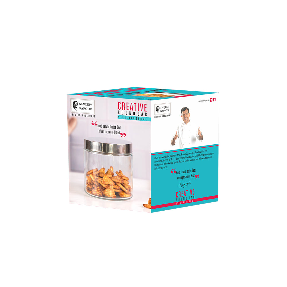 Creative Round Jar - 500ML, Set of 1 PC