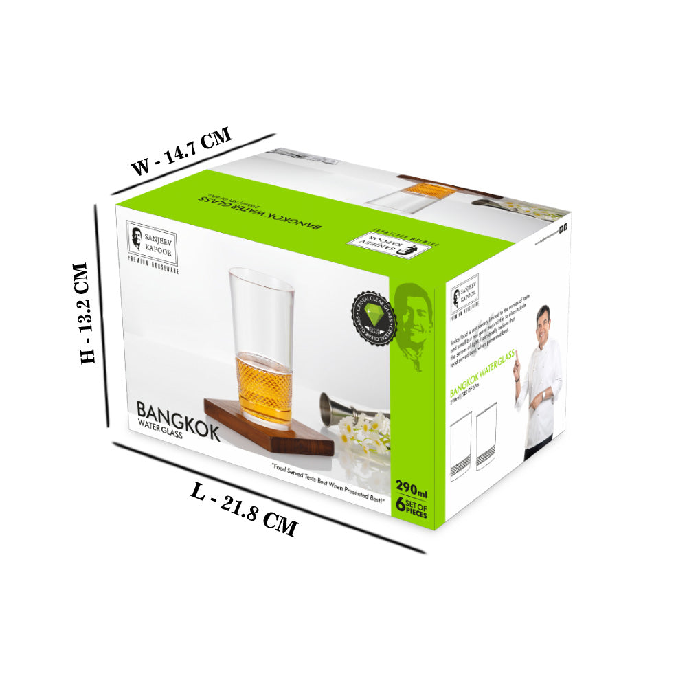 Bangkok Water Glass - 290 ML, Set of 6 PCS