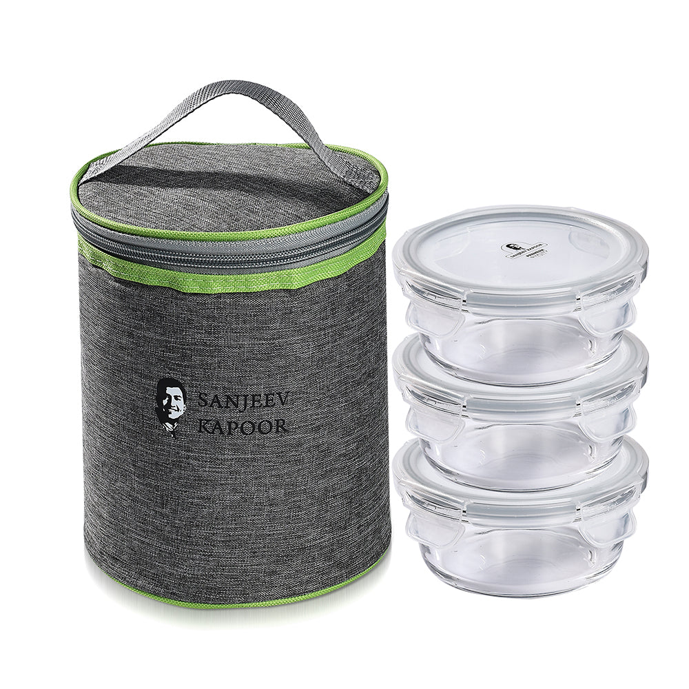 Boston 3 Pc Round Lunch Box With Bag