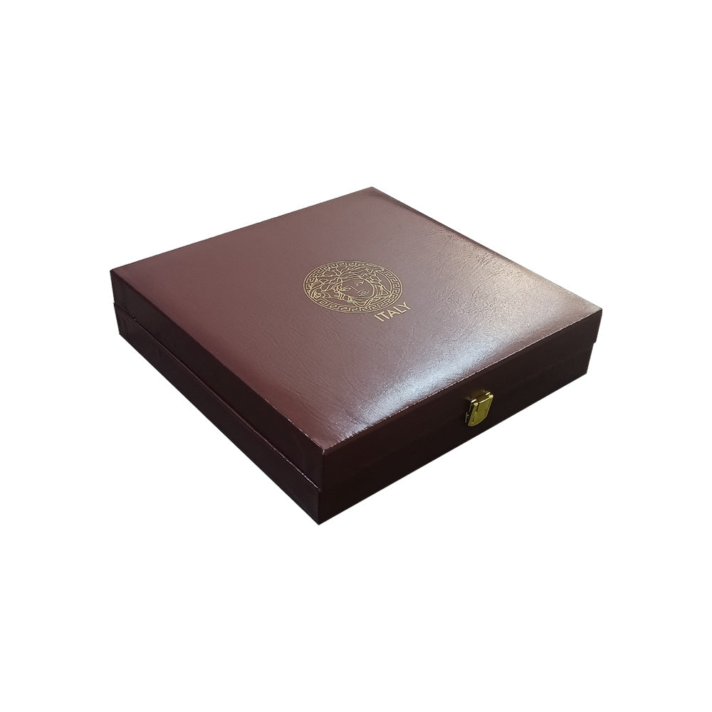 Om Pooja Thali Set Thali, Ghanti, Diya, Kumkum Katori, Agarbatti Holder, Ganesh Idol, 26 CM - Set of 6 Pcs - Gold