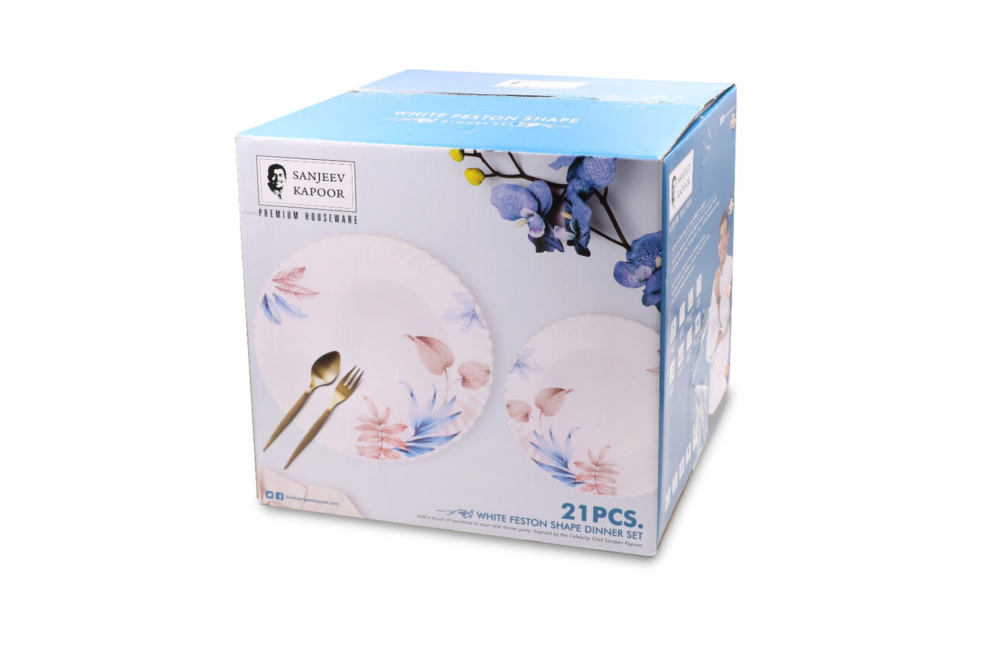 21 Pc White Feston Shape Dinner Set - SKB2537