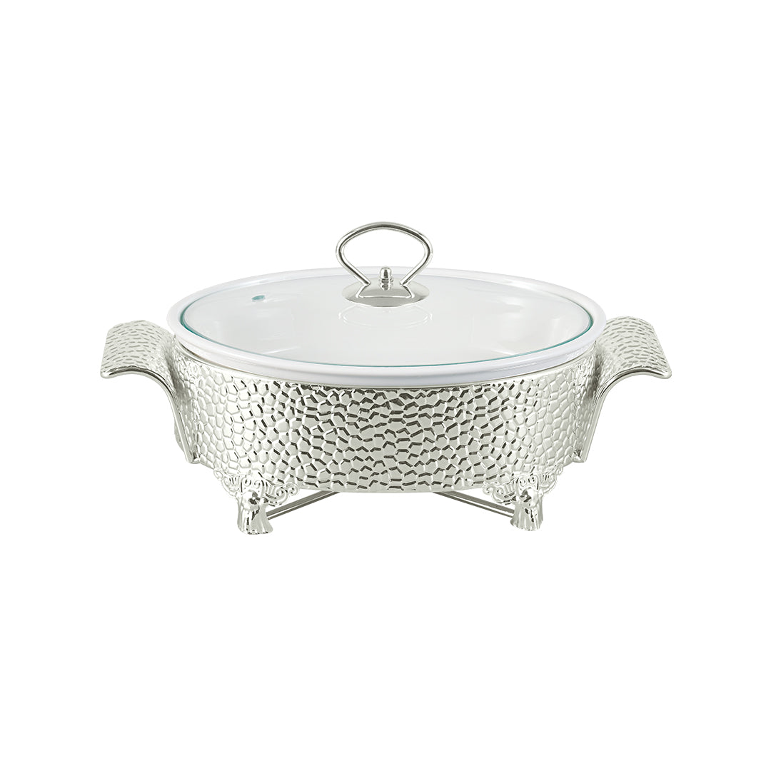 Royal Oval Casserole With Candle Stand- 1L Silver Stand