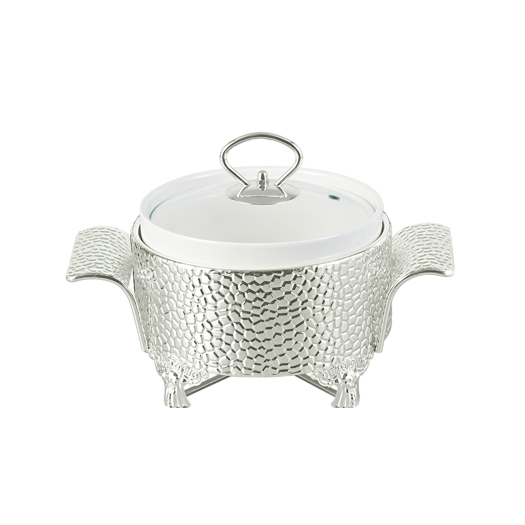 Royal Round Casserole With Candle Stand - 1L Silver Stand