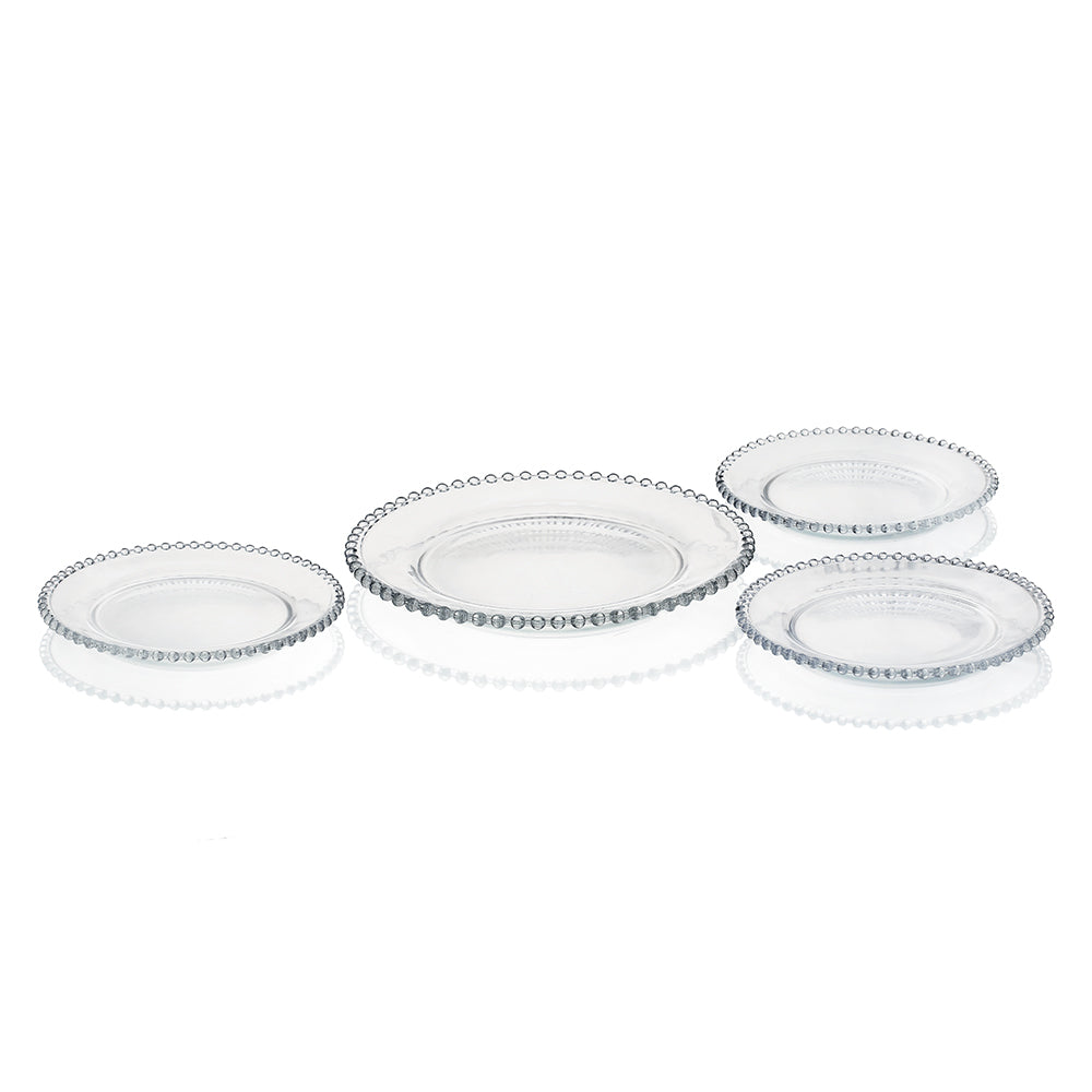 Yamasin - Crystal Bundi Snack Set 195mm + 265mm - Set of 7 Pcs Clear Glass