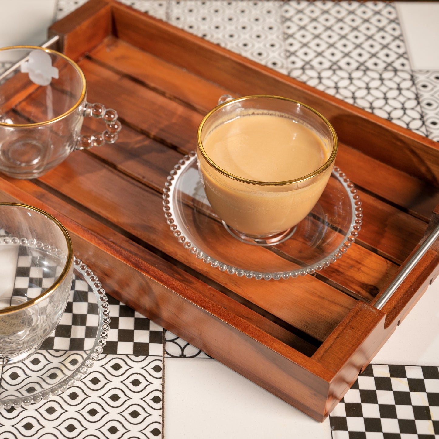 Yamasin - YG19540 Crystal Glass Cup & Saucer 210ml - Set Of 12 Pcs