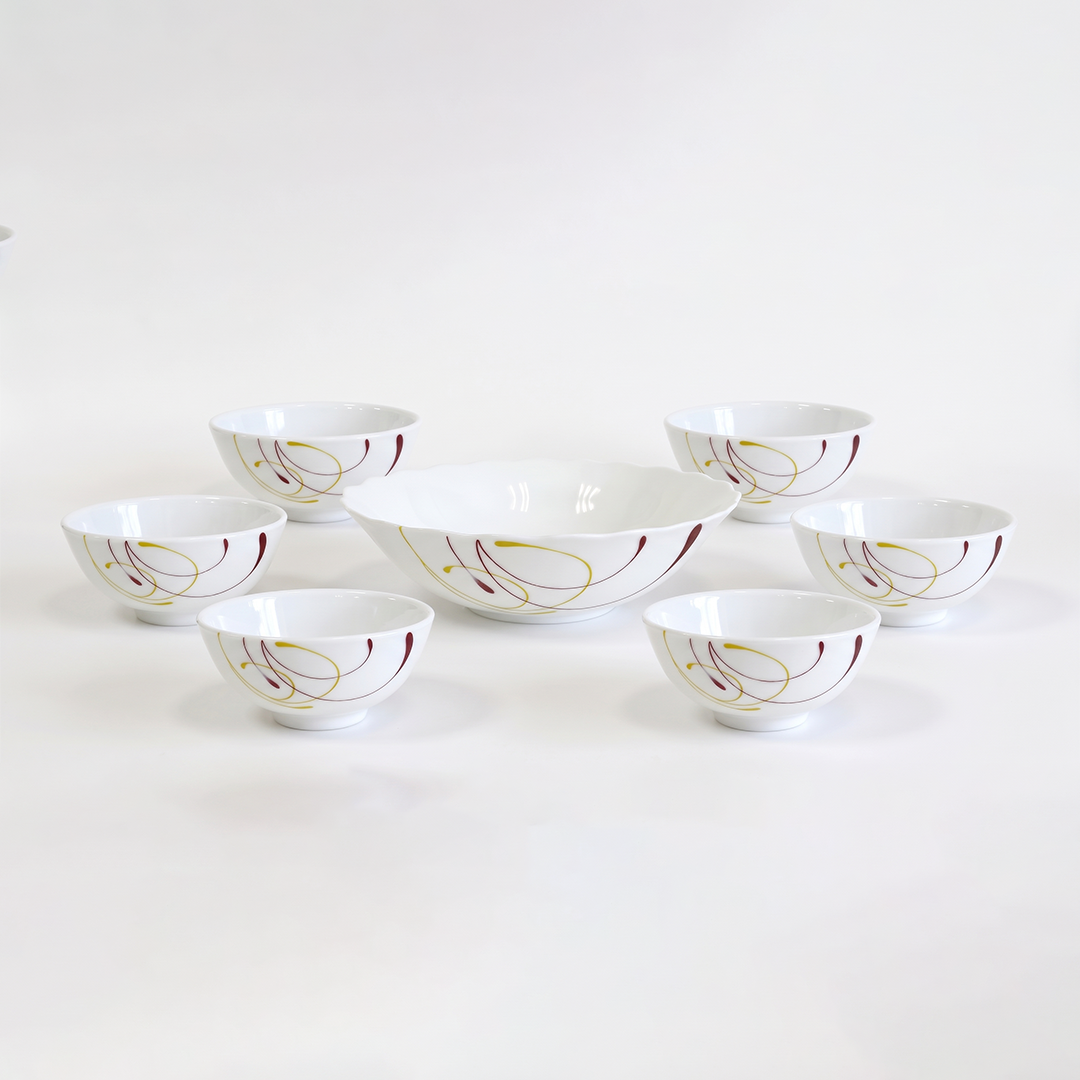Perish Opalware Pudding Set - Set Of 7 Pc
