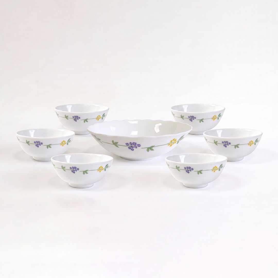 Clay Opalware Pudding Set - Set Of 7 Pc