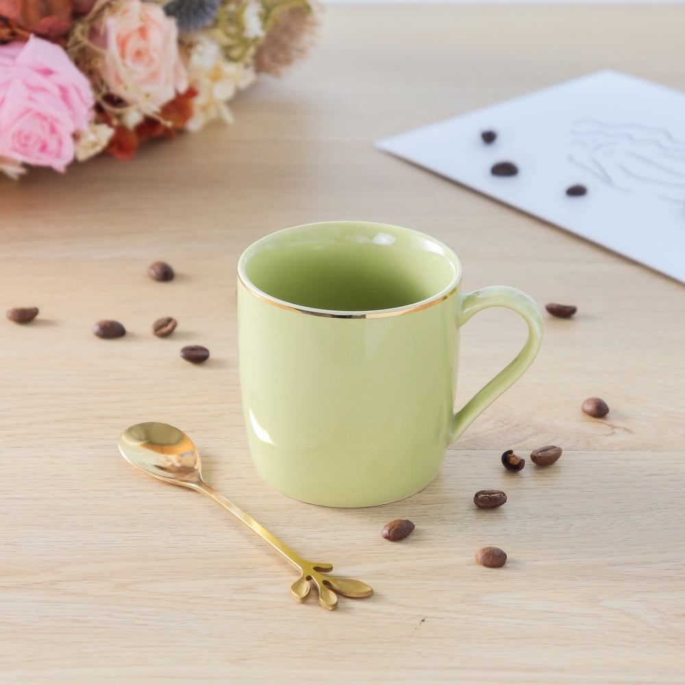 Swig Mug 180 Ml Set Of 6 Pcs - With Gold Rim+ Green