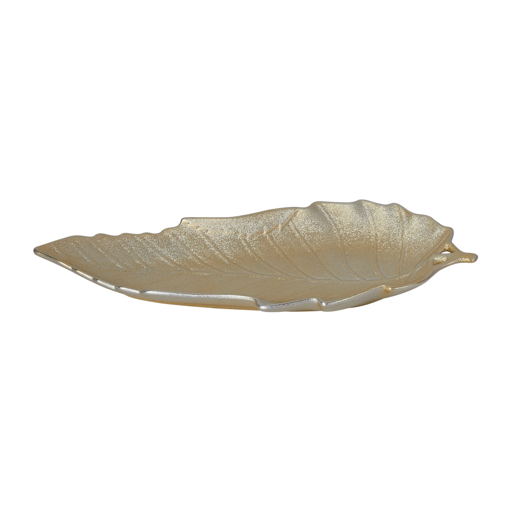Yamasin - Basil Leaf Shape Serving Platter - 30.5 Cm Set Of 1 Pc - Gold