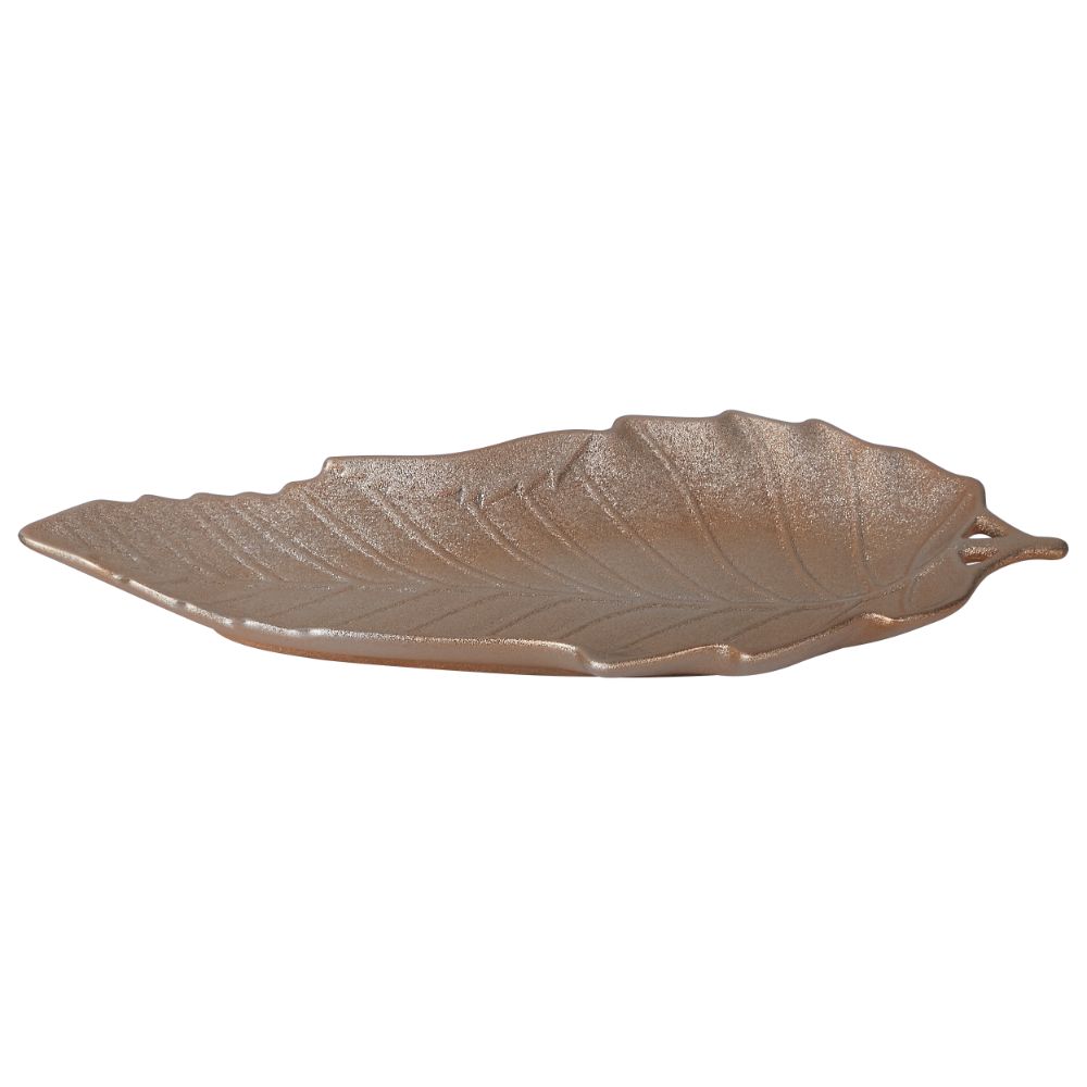 Basil Leaf Shape Serving Platter - 30.5 Cm Set Of 1 Pc - Rose Gold