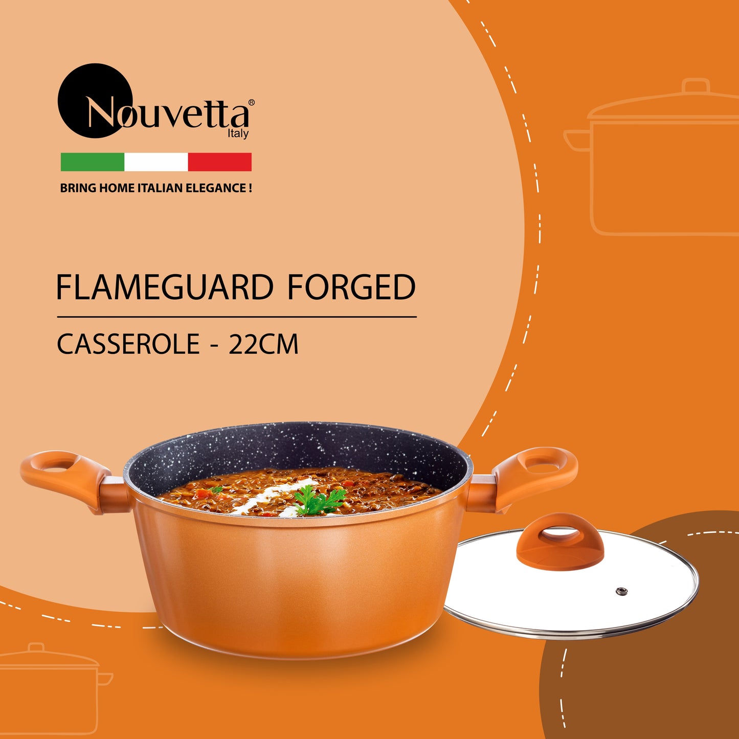 Flame Guard Forged Casserole with Lid - Copper 22 CM