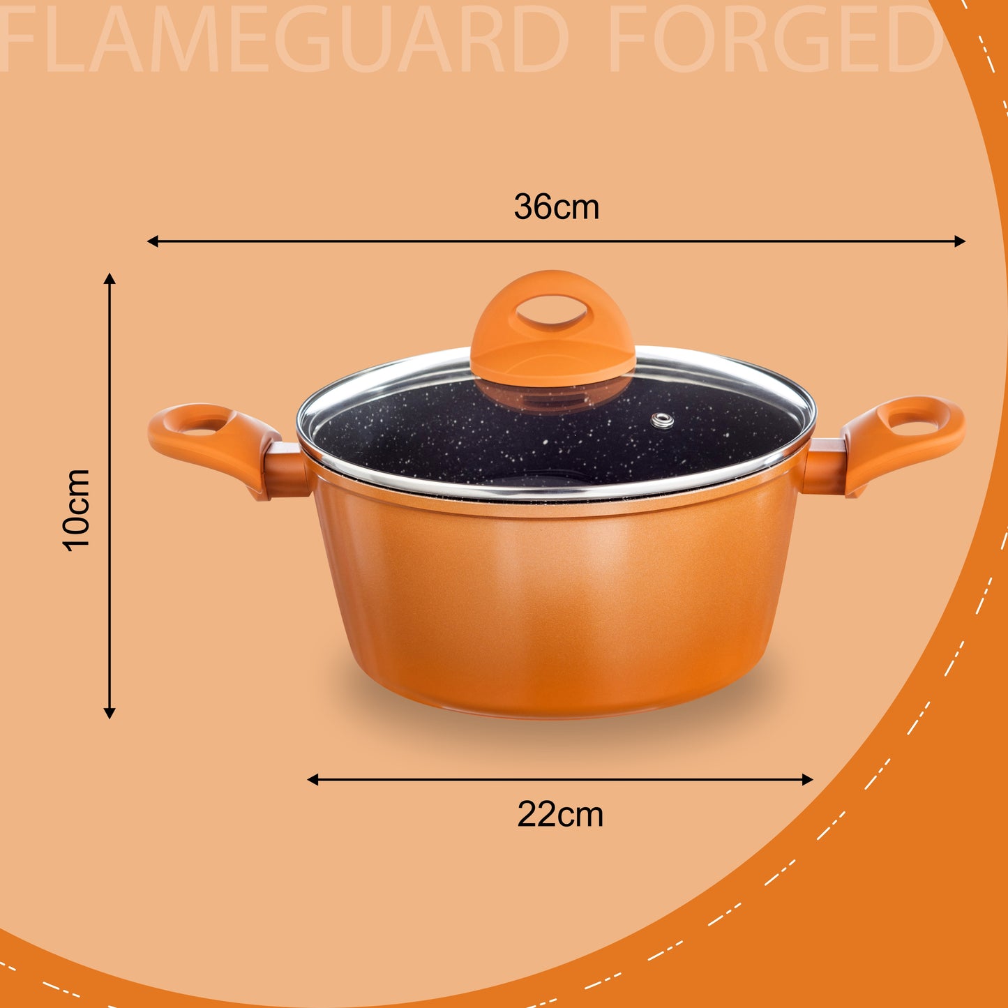 Flame Guard Forged Casserole with Lid - Copper 22 CM