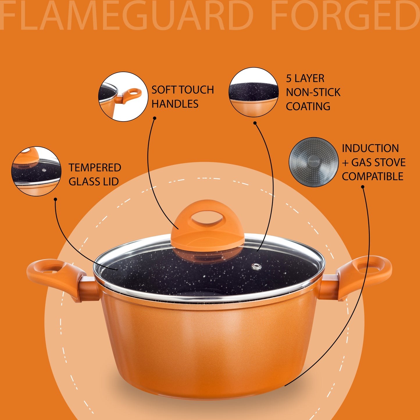 Flame Guard Forged Casserole with Lid - Copper 22 CM