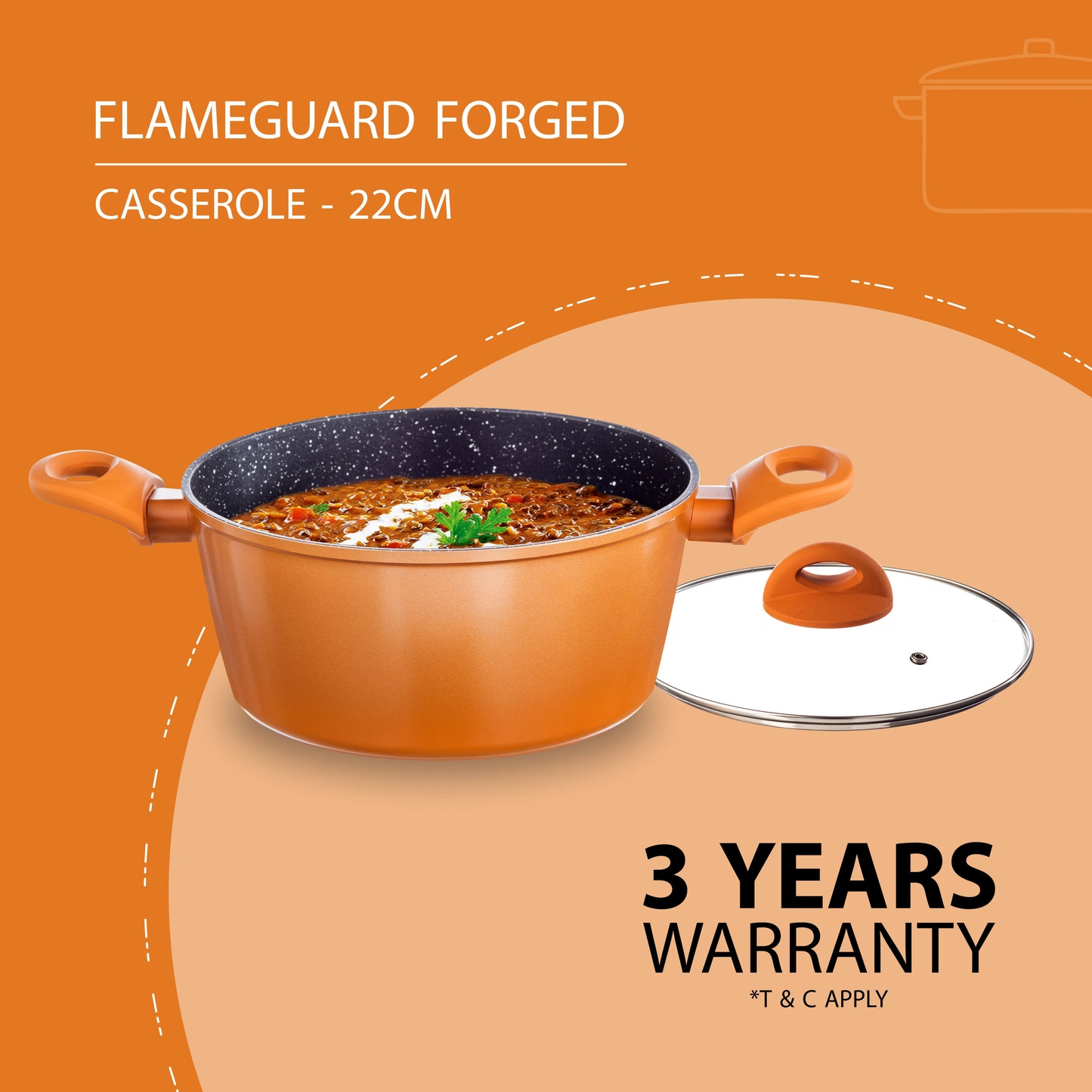 Flame Guard Forged Casserole with Lid - Copper 22 CM