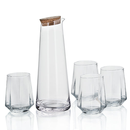 Yamasin - Decanter Set - Clear Glass 1200ml + 320ml Set of 5 Pcs