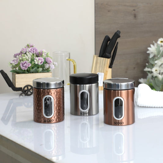 Soogo - Magical Steel Window Round Jar 500 ml - Set of 1 Pc