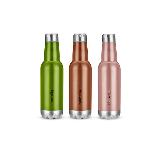 Barrel Double Wall Bottle - Copper / Rose Gold / Green 750 ML