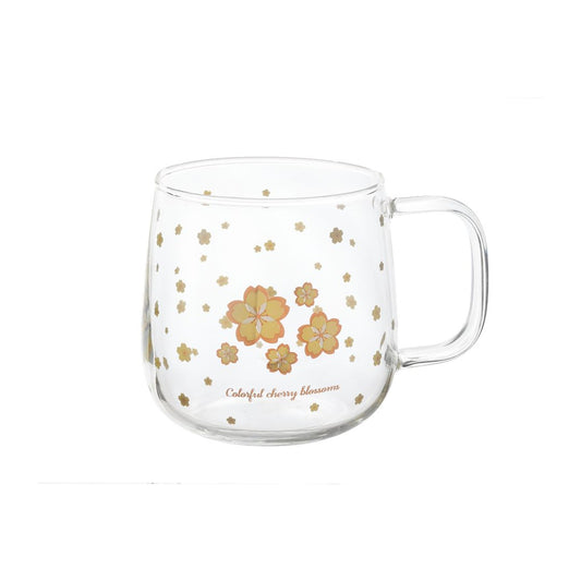 Yellow Floral Printed Mug Set - 530 ML, Set of 4 PCS