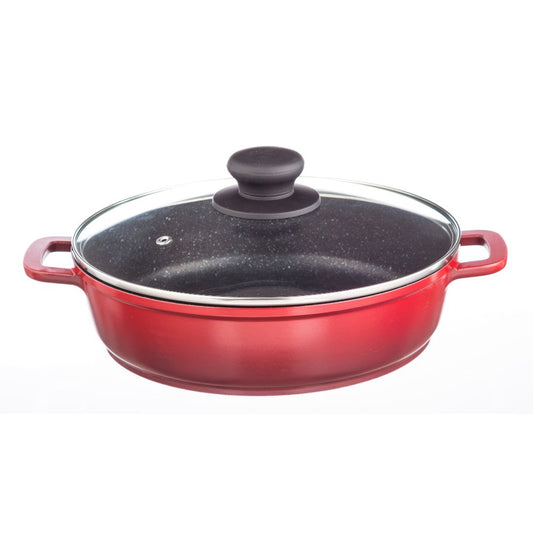 Diecast 1 Pc Kadai with Lid - Red & Black 26 cm