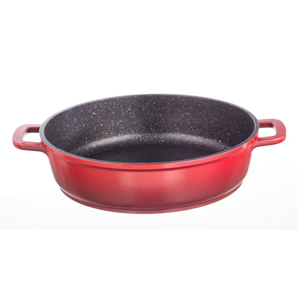 Diecast 1 Pc Kadai with Lid - Red & Black 26 cm