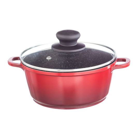 Galaxy Diecast 1 Pc Casserole With Lid 24 Cm Red & Black