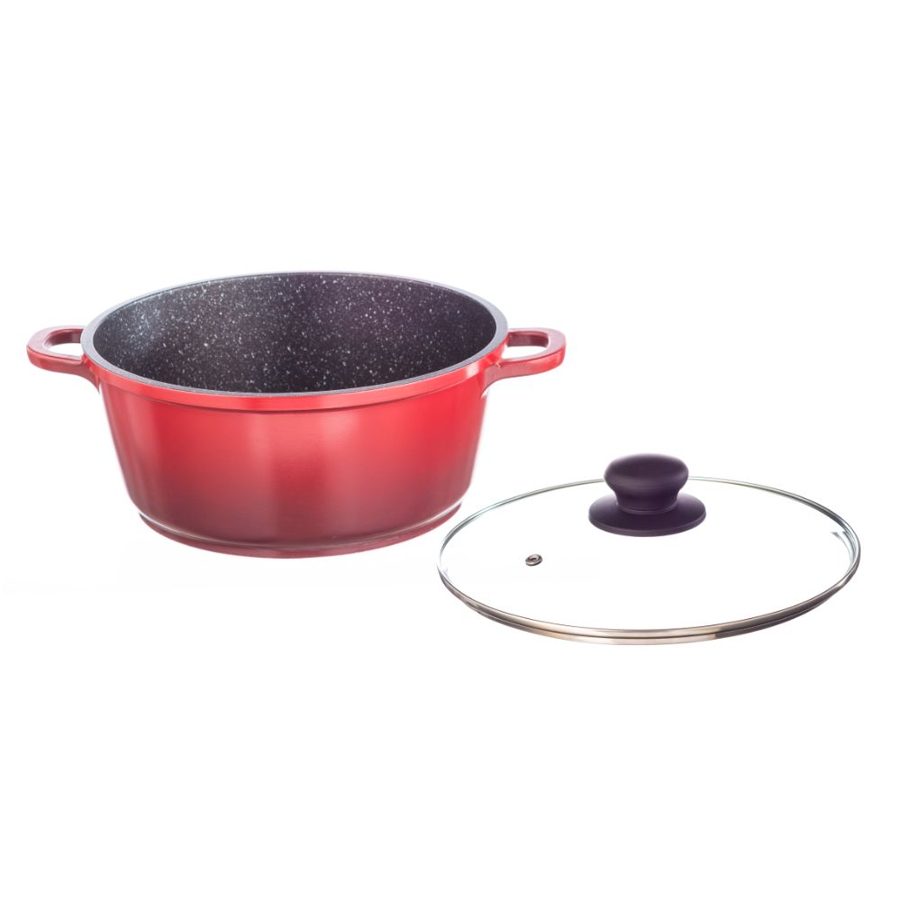 Galaxy Diecast 1 Pc Casserole with Lid - Red & Black 20 CM