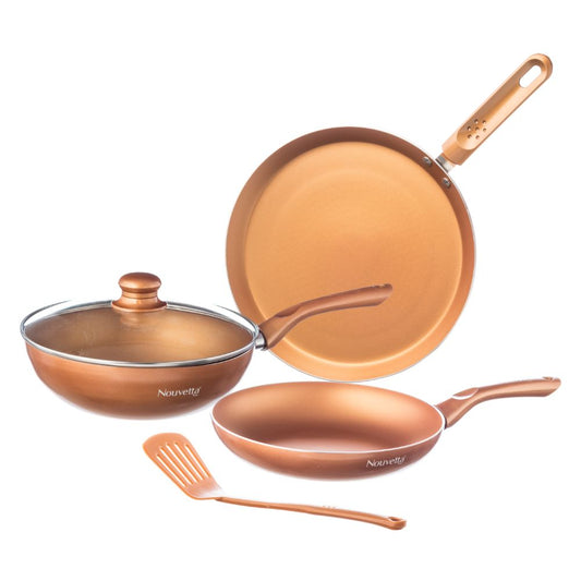 Andria Non Stick Cookware - Copper Set of 5 Pcs