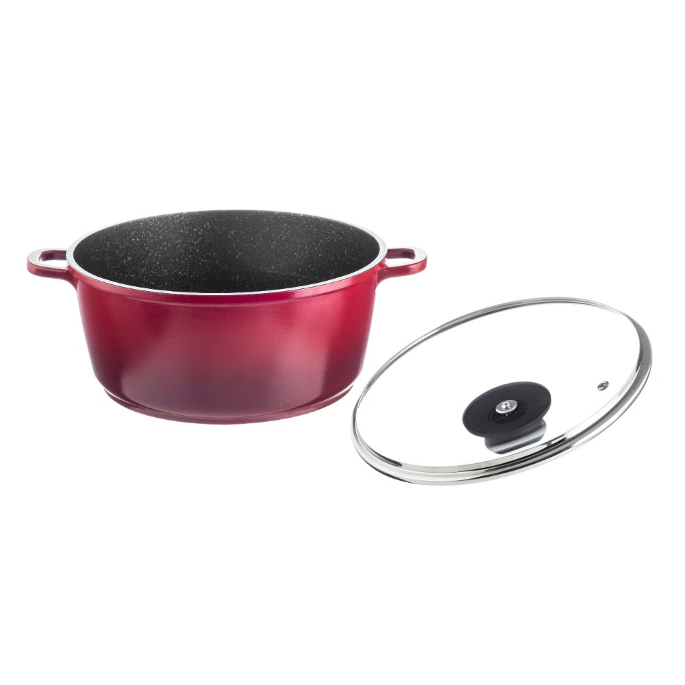 Galaxy Diecast 1 Pc Casserole With Lid 24 Cm Red & Black