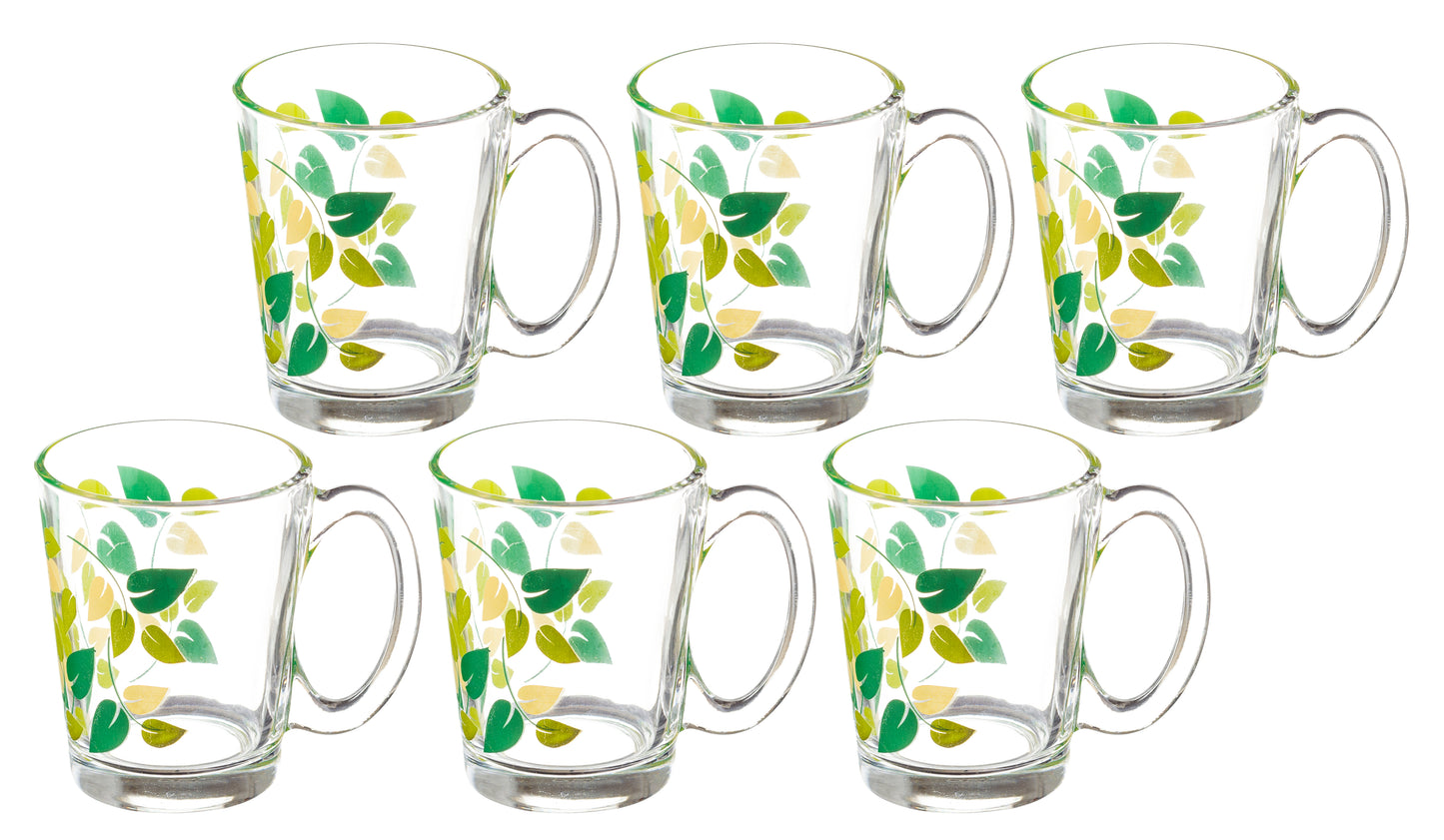 Scarlet Printed Glass Mug 290 ML - Set of 6 Pcs