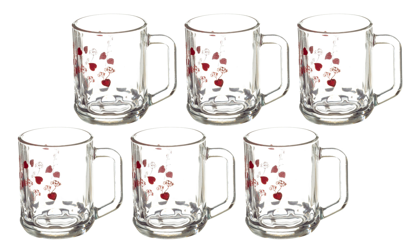 Castor Printed Glass Mug 260 ML - Set of 6 Pcs