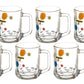 Moonflower Printed Glass Mug 260 ML - Set of 6 Pcs