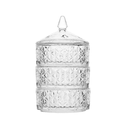 Crystal Candy Jar - 450 ML, Set of 1 PCS - 3 Layer