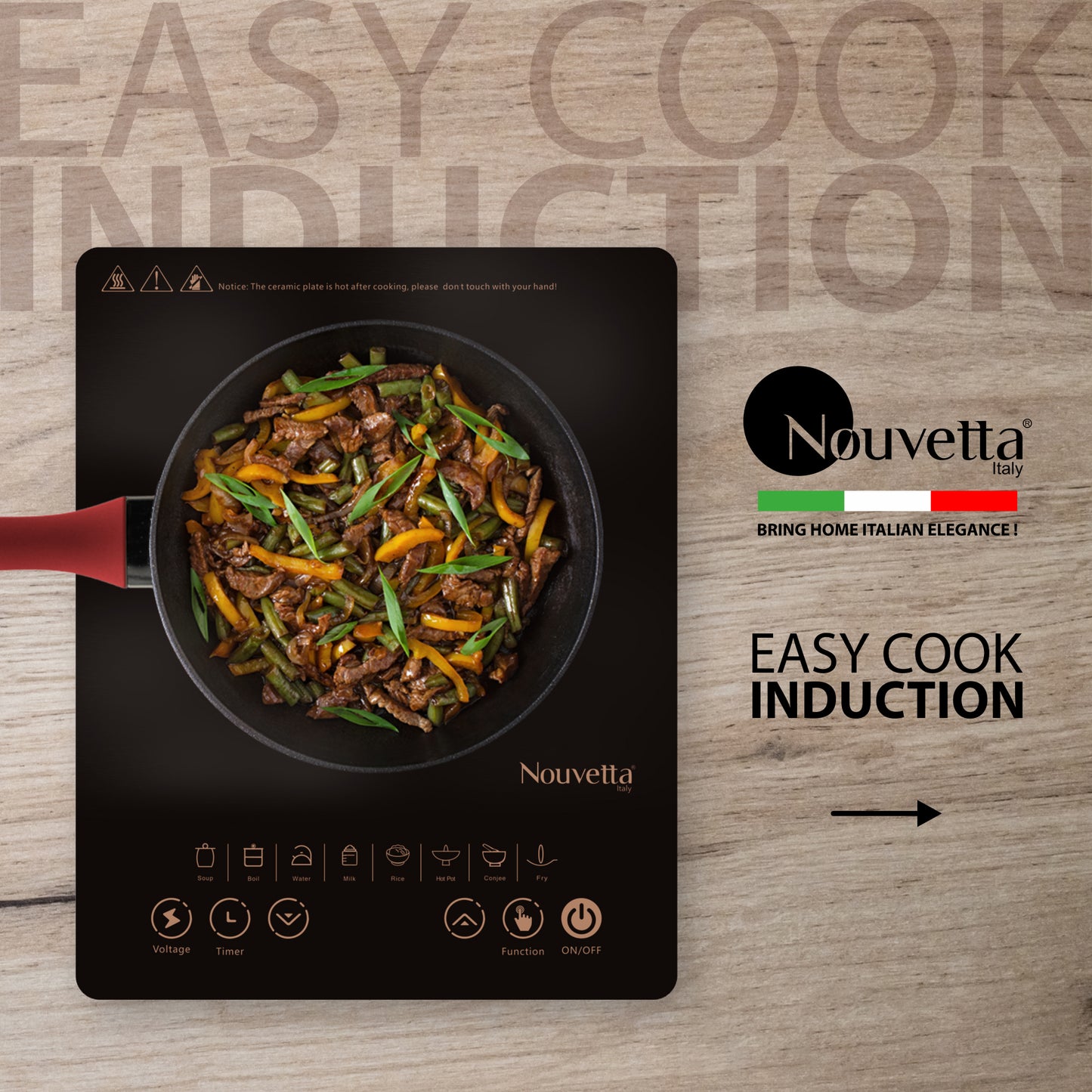 Easy Cook Induction Cooktop - Copper &amp; Pink 2200W