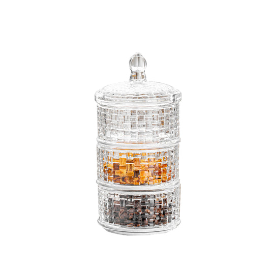 Crystal Candy Jar 450 ML - Set of 1 Pc - 3 Layer