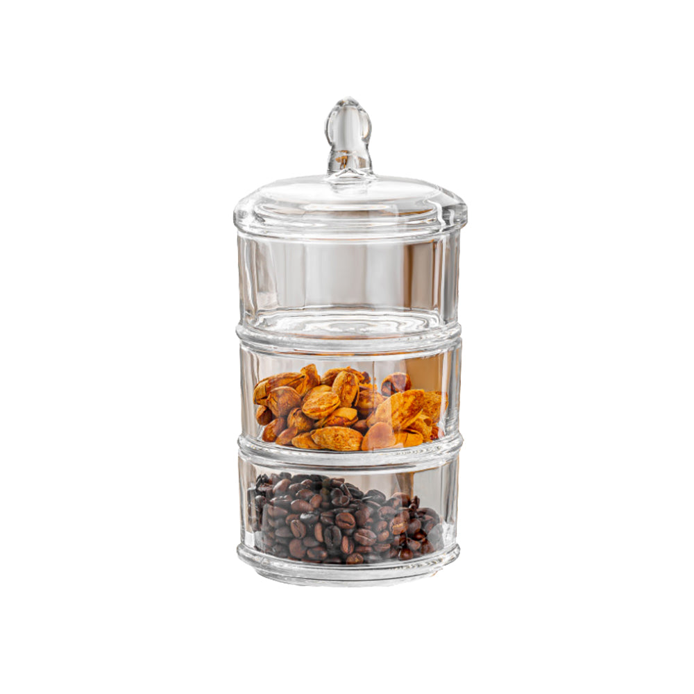 Crystal Candy Jar 450 ML - Set of 1 Pc - 3 Layer