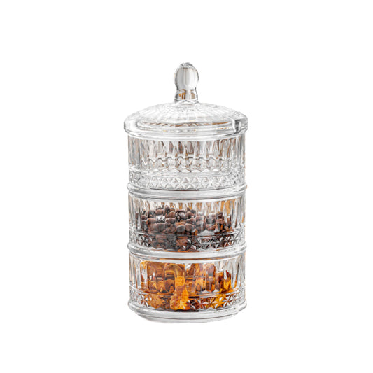 Crystal Candy Jar 450 ML - Set of 1 Pc - 3 Layer