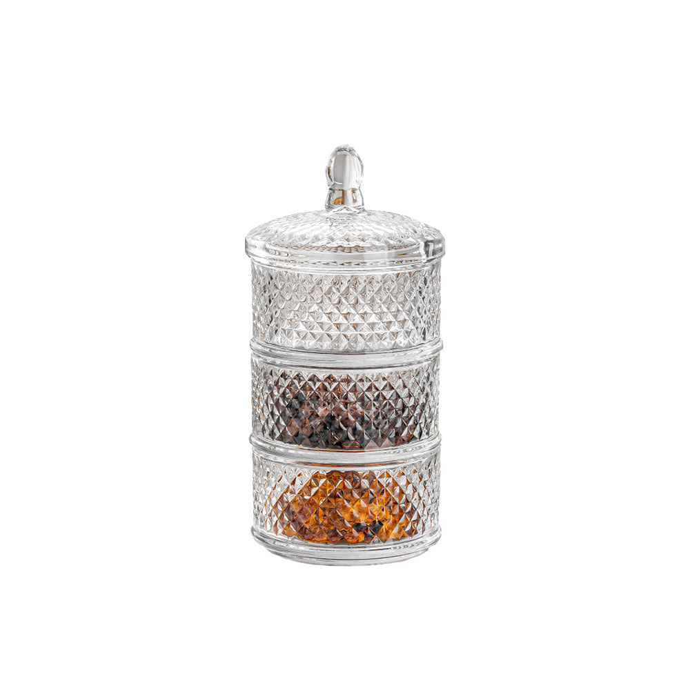 Crystal Candy Jar 450ML - Set of 1 Pc - 3 Layer